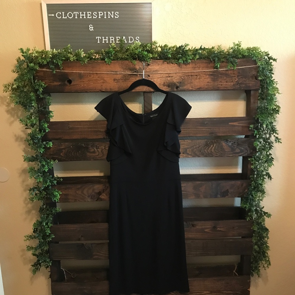 White House Blk Market Double Ruffle Jersey Dress